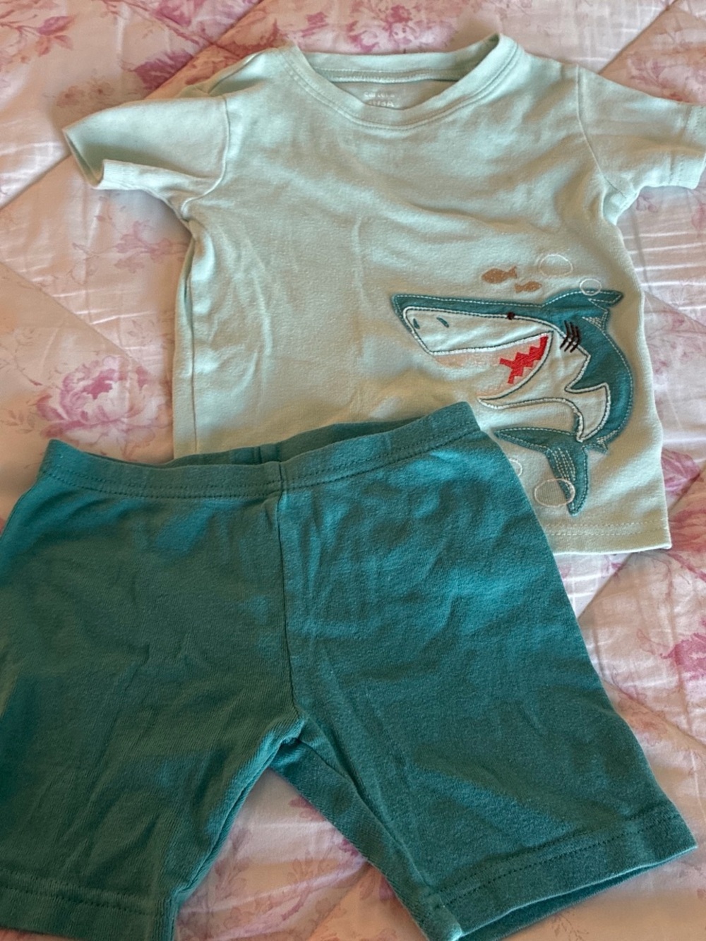 Carter's Teal Shark Short Sleeve Pajama Set